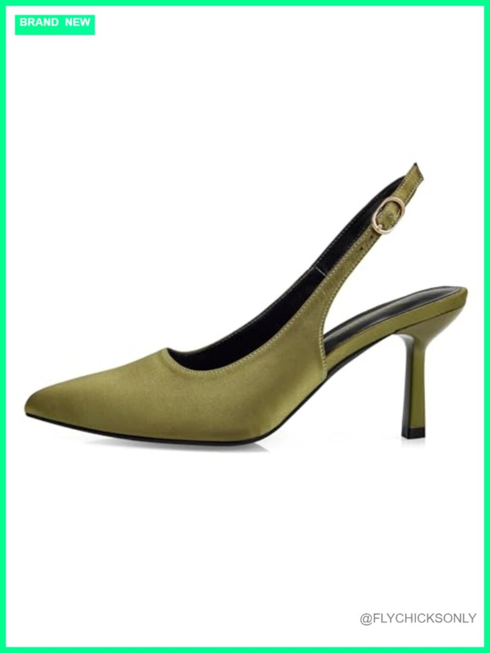 Women's Kitten Heel Slingback Pumps Pointed Toe Buckle Strap Dressy Work Shoes